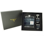 Harris Tweed Blue Hip Flask Gift Set 6oz Two Cups - COL95 | Harris Tweed Scotland