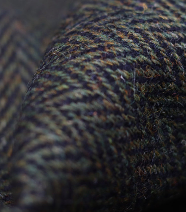 Harris Tweed Forest Green Herringbone Cloth Upholstery Fabric