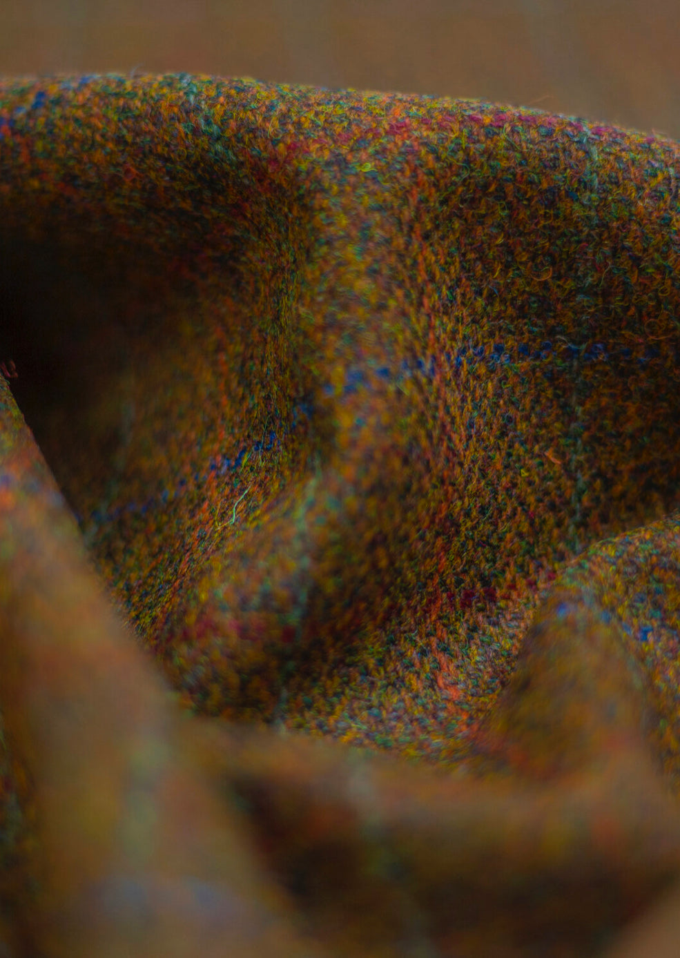Harris Tweed Rust Mix with Multicolour Overcheck Cloth Fabric