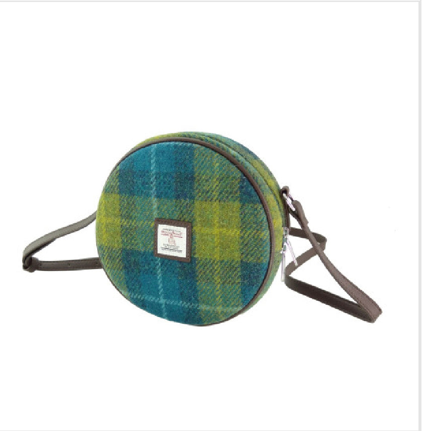 Harris Tweed Bannock Round Handbag with Shoulder Strap - COL114