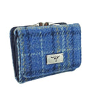 Unst Small Clasp Purse with Harris Tweed Blue Check Fabric - COL129 | Harris Tweed Scotland
