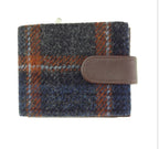 Harris Tweed Barra Wallet with Coin Section Blue & Orange Check - COL127 | Harris Tweed Scotland