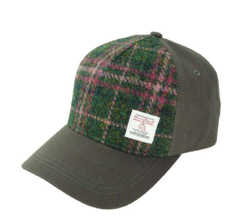 Baseball Cap with Harris Tweed. 100% Wool Front Panel - COL107