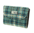 Jura Short Purse  with Harris Tweed Blue & Beige Check Fabric - COL121 | Harris Tweed Scotland