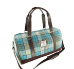 Clyde Weekend Bag with Harris Tweed Beige, Blue & Brown Check Fabric - COL122 | Harris Tweed Scotland
