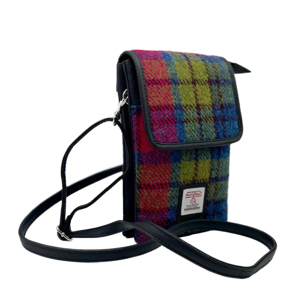 Maccessori Mini Crossbody Bag with Harris Tweed - Blue Pink