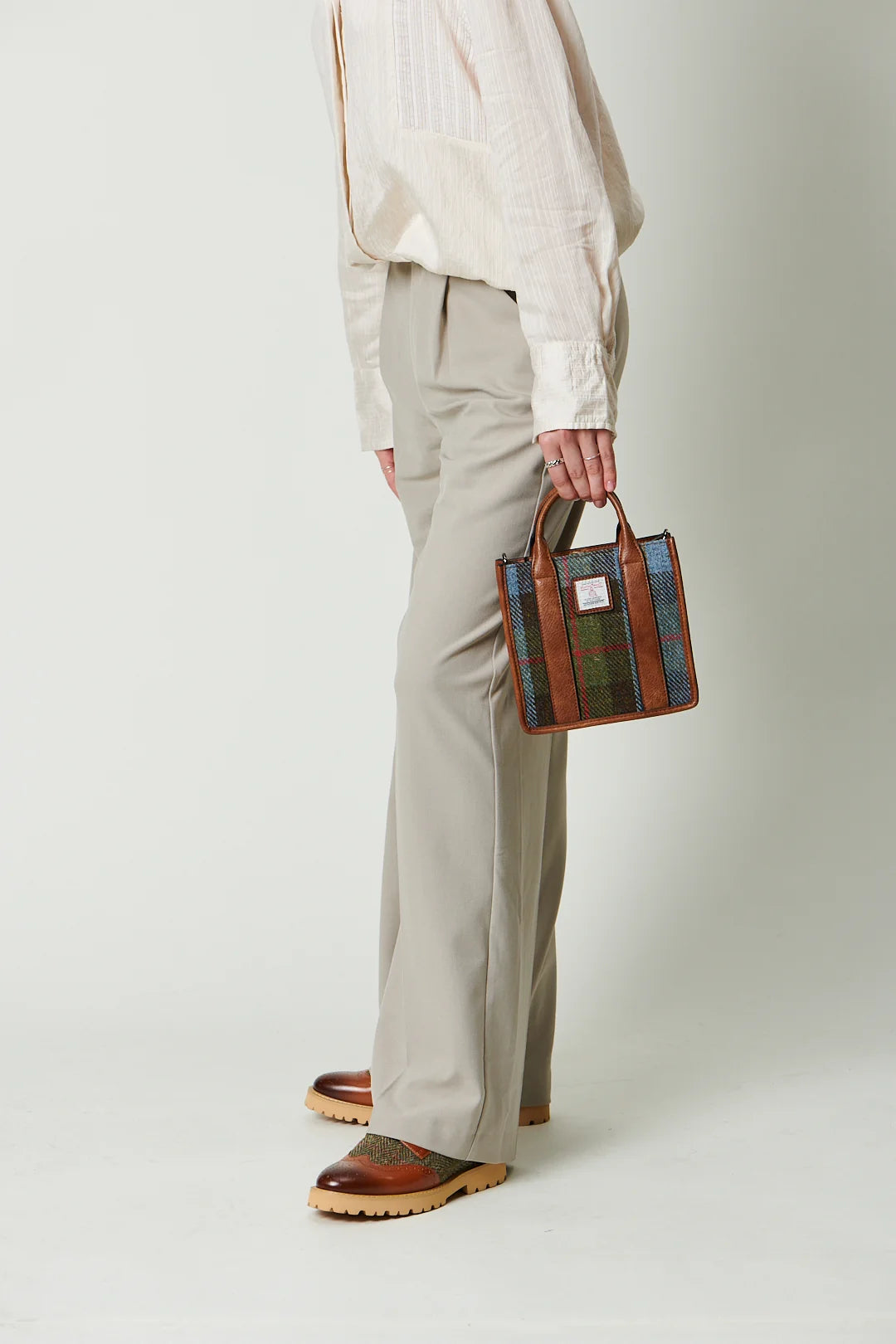 Islander Medium Tobi Tote with Matching Purse - Chestnut & Blue Tartan