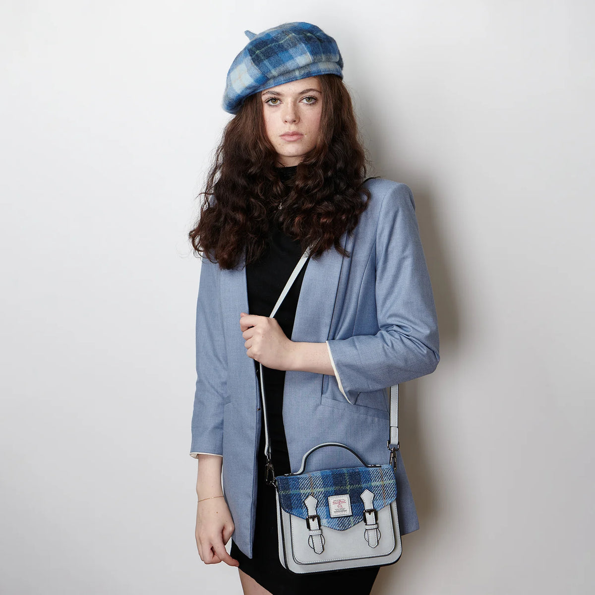 Islander Lambswool Ladies Bunnet (Flat Cap) (Blue Tartan)