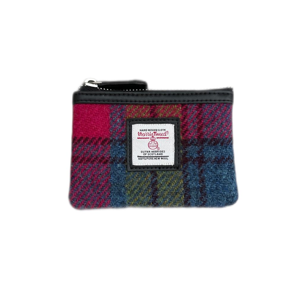 Maccessori Coin Purse with Harris Tweed - Blue Pink