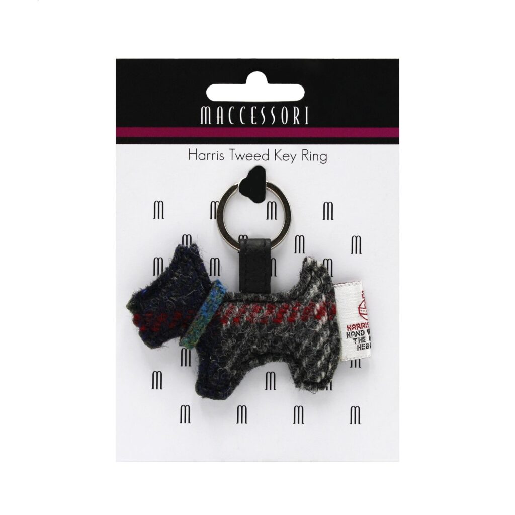Maccessori Dog Keyring with Harris Tweed - Blue Check