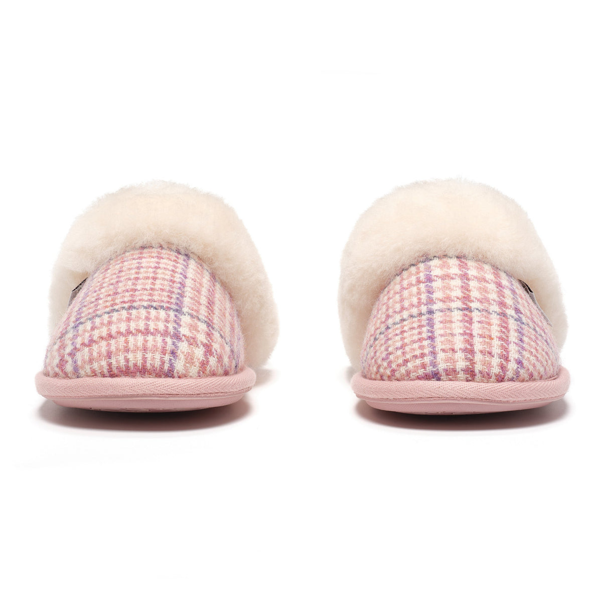 Kate Ladies' Sheepskin Lined Mule Slippers (Pink POW Check)