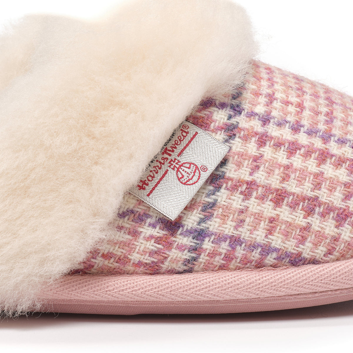 Kate Ladies' Sheepskin Lined Mule Slippers (Pink POW Check)