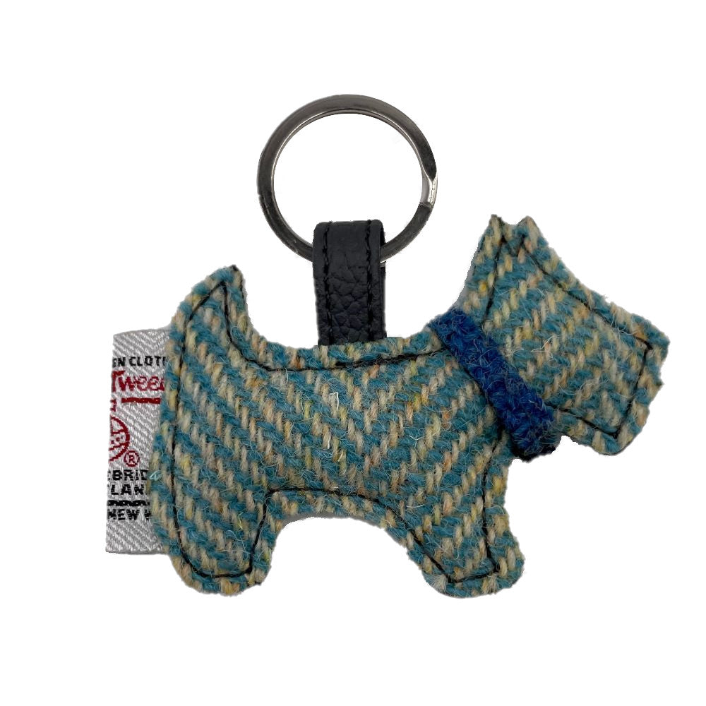 Maccessori Dog Keyring with Harris Tweed - Turqoise