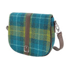 Beauly Classic Shoulder Handbag with Harris Tweed Blue & Yellow & Check Fabric - COL114 | Harris Tweed Scotland