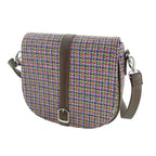 Beauly Classic Shoulder Handbag with Harris Tweed Blue & Purple Check Fabric - COL116 | Harris Tweed Scotland