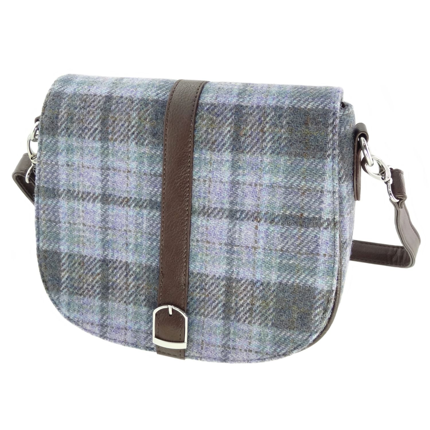 Beauly Classic Shoulder Handbag with Harris Tweed Soft Purple Tartan
