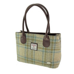 Cassley Classic Handbag with Harris Tweed Beige, Brown & Green Check - COL132 | Harris Tweed Scotland