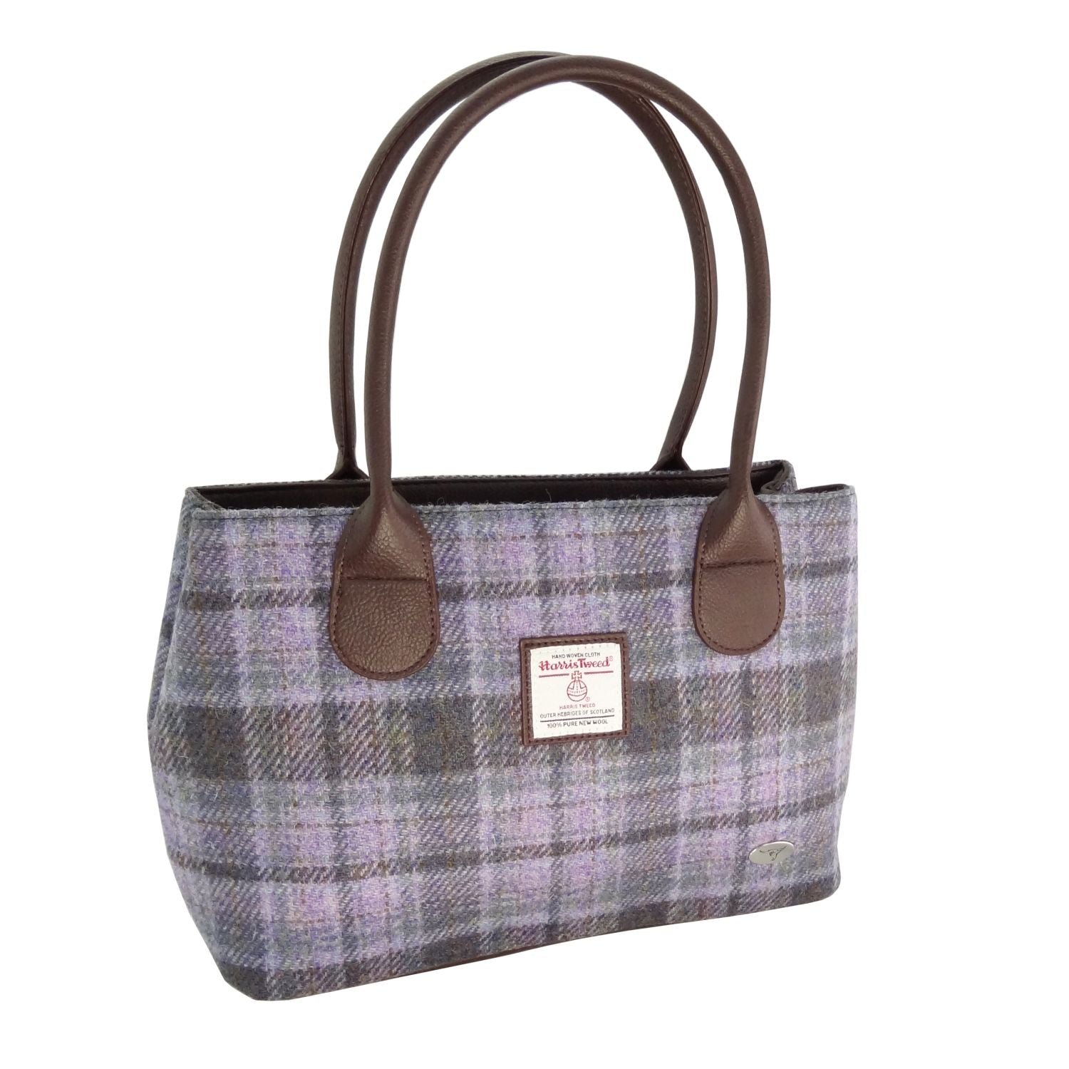 Cassley Classic Handbag with Harris Tweed Soft Purple Tartan | Harris Tweed Scotland