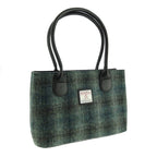 Cassley Classic Handbag with Harris Tweed Blue & Black Check - COL91 | Harris Tweed Scotland