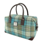 Esk Overnight Bag with Harris Tweed Blue, Beige & Brown Check Fabric | Harris Tweed Scotland