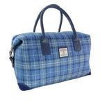 Esk Overnight Bag with Harris Tweed Blue Check Fabric | Harris Tweed Scotland