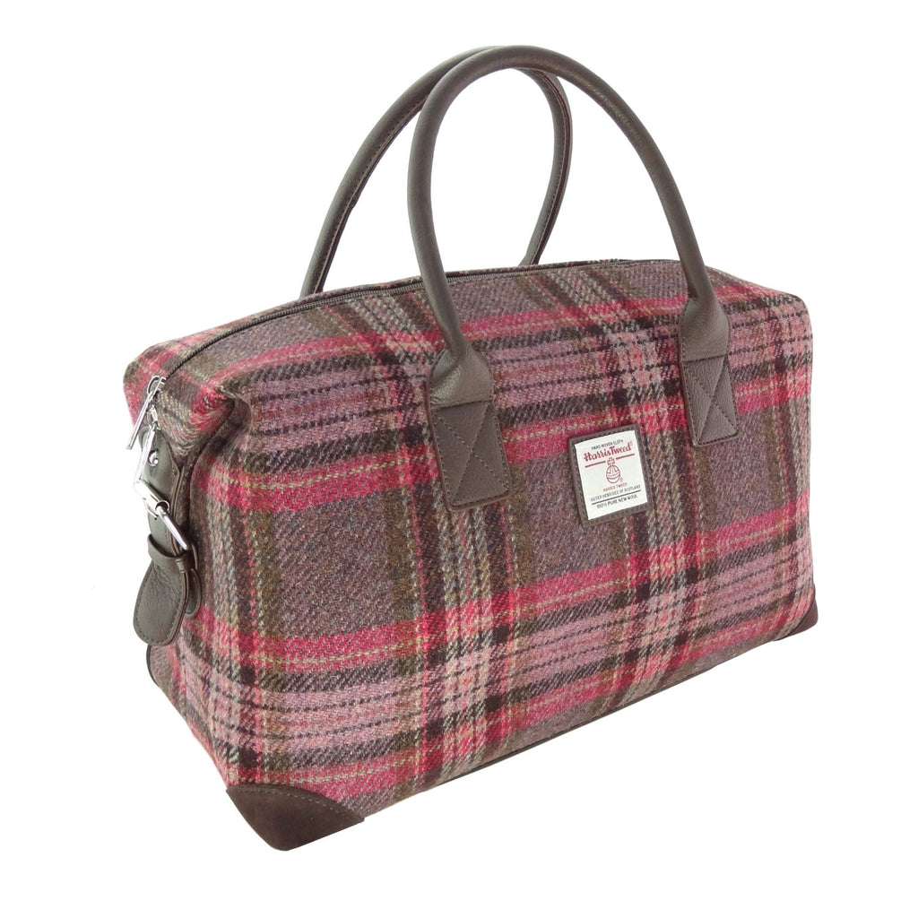 Harris Tweed Borse Da Notte Donna 'Esk' Nero E Tartan Blu/Verde &ndash; Fodera In PU