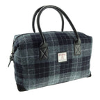 Esk Overnight Bag with Harris Tweed Black & Navy Blue Check Fabric | Harris Tweed Scotland