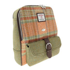 Naver Harris Tweed Backpack Beige & Green Check Fabric - COL148 | Harris Tweed Scotland