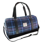 Clyde Weekend Bag with Harris Tweed Blue, Purple & Black Check Fabric - COL143 | Harris Tweed Scotland