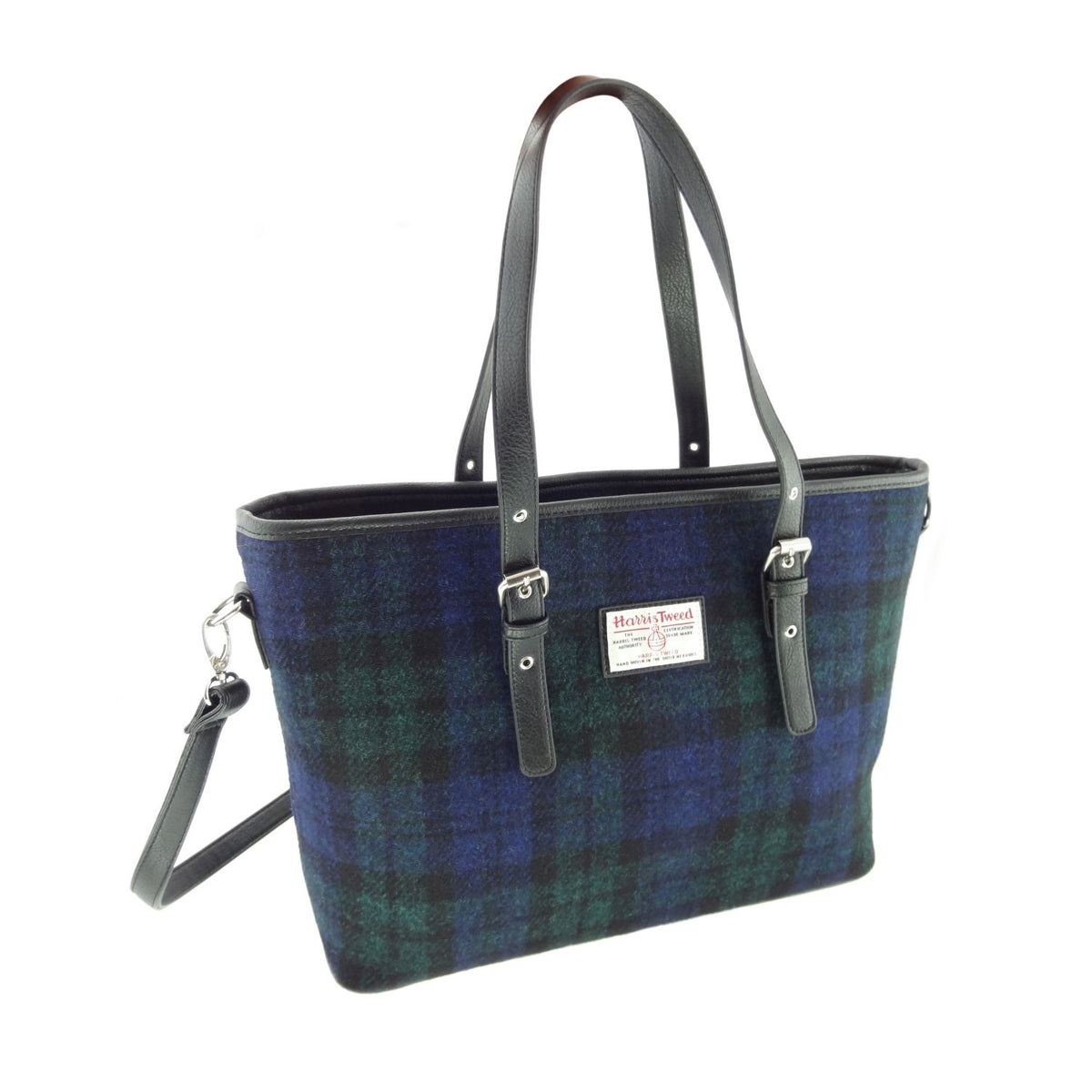 Glen Appin Spey Tote Shoulder Bag with Harris Tweed (Black Watch)