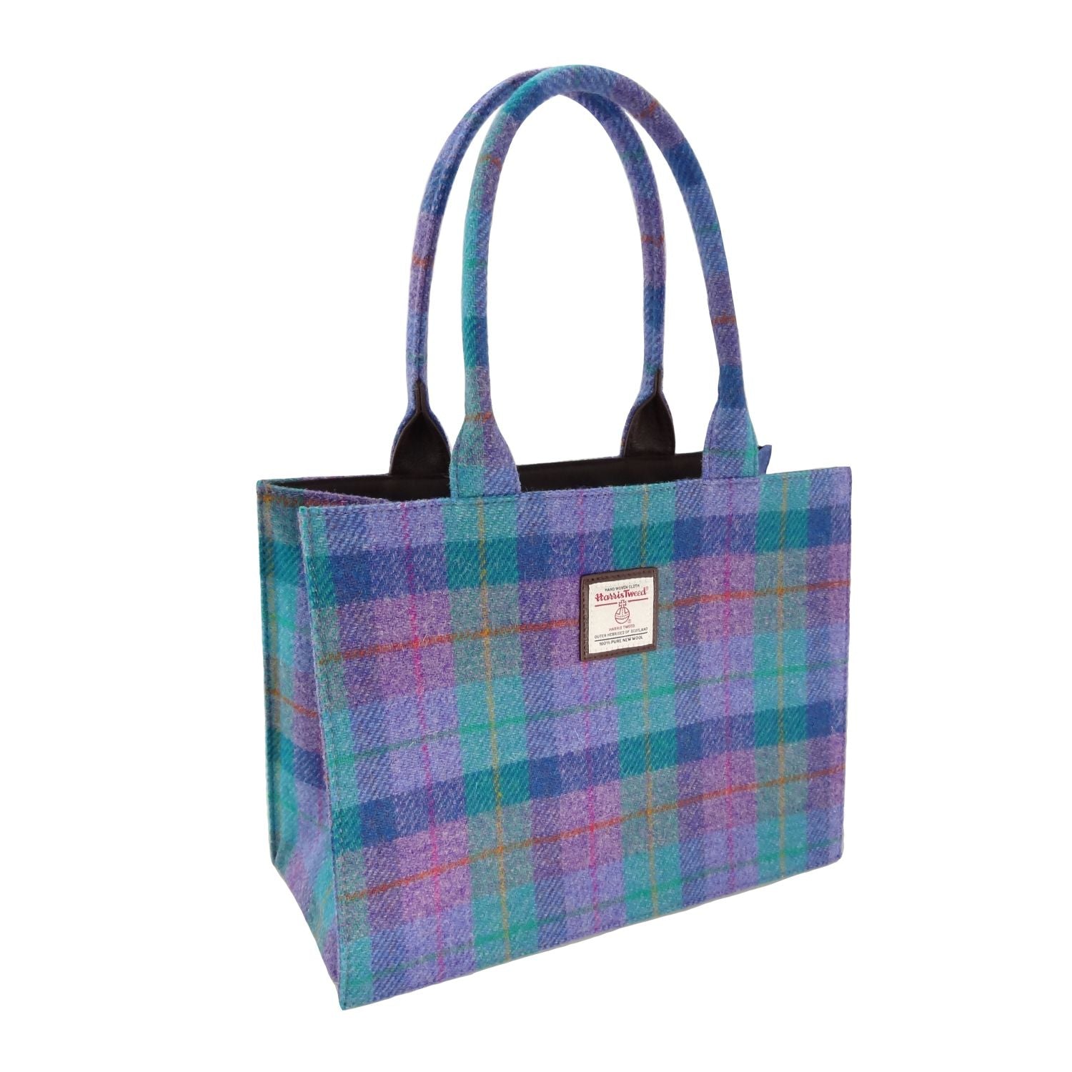 Full Harris Tweed Glencoe Large Tote in Green & Purple Tartan