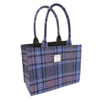 Full Harris Tweed Glencoe Large Tote in Blue & Purple Stewart Tartan | Harris Tweed Scotland