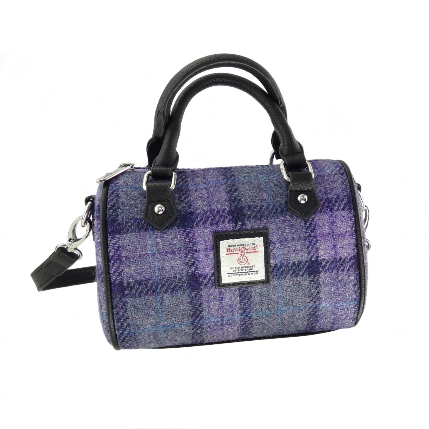 Harris Tweed Kilbride Mini Bowling Handbag with Shoulder Strap - COL89