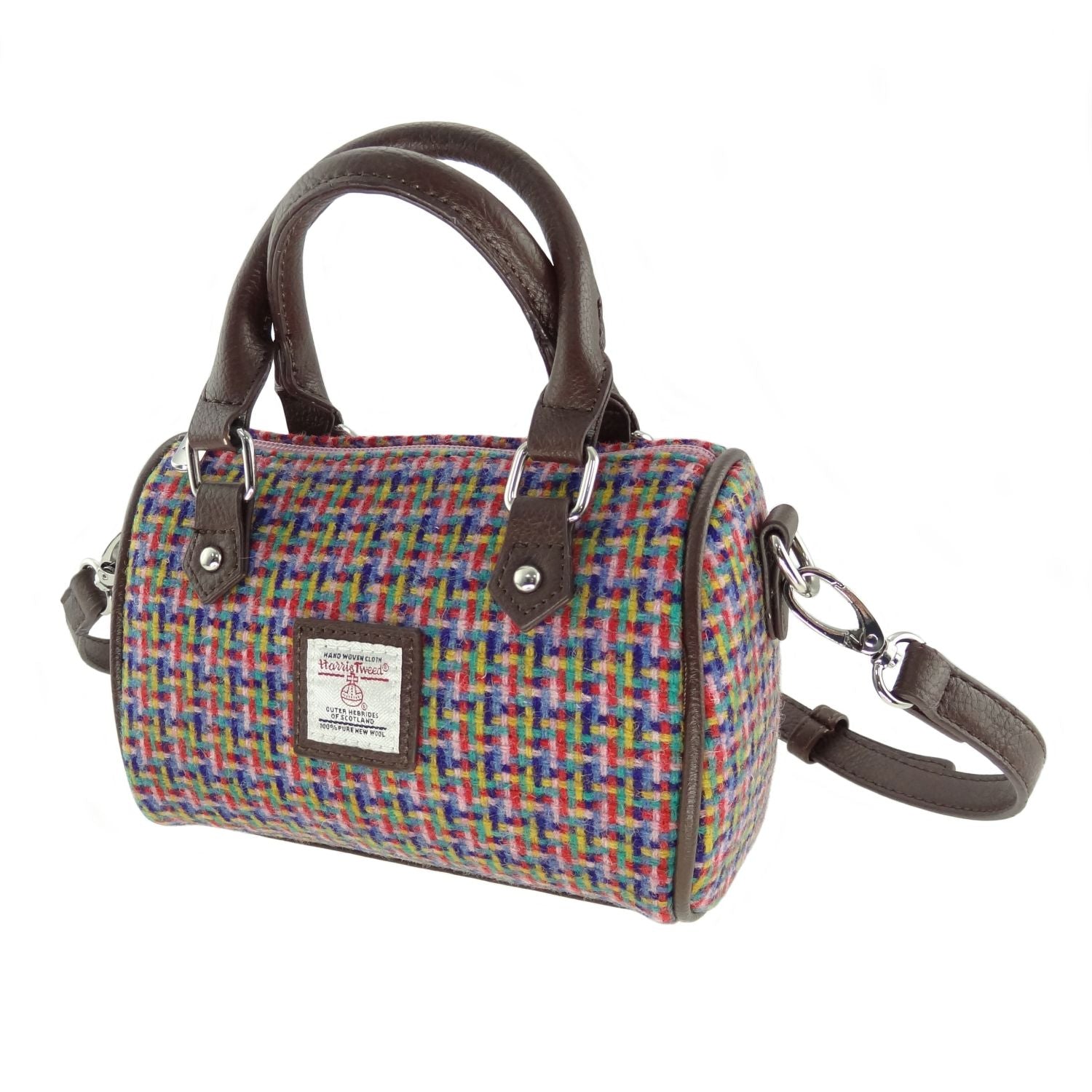 Harris Tweed Kilbride Mini Bowling Handbag with Shoulder Strap - COL116