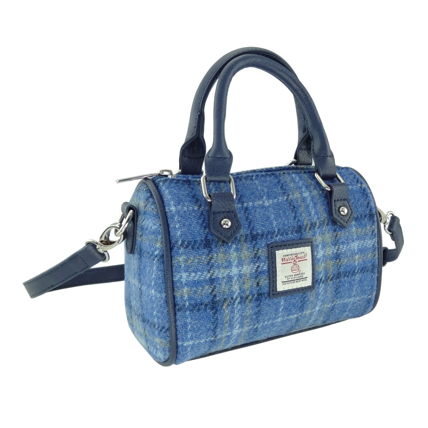 Harris Tweed Kilbride Mini Bowling Handbag with Shoulder Strap - COL129