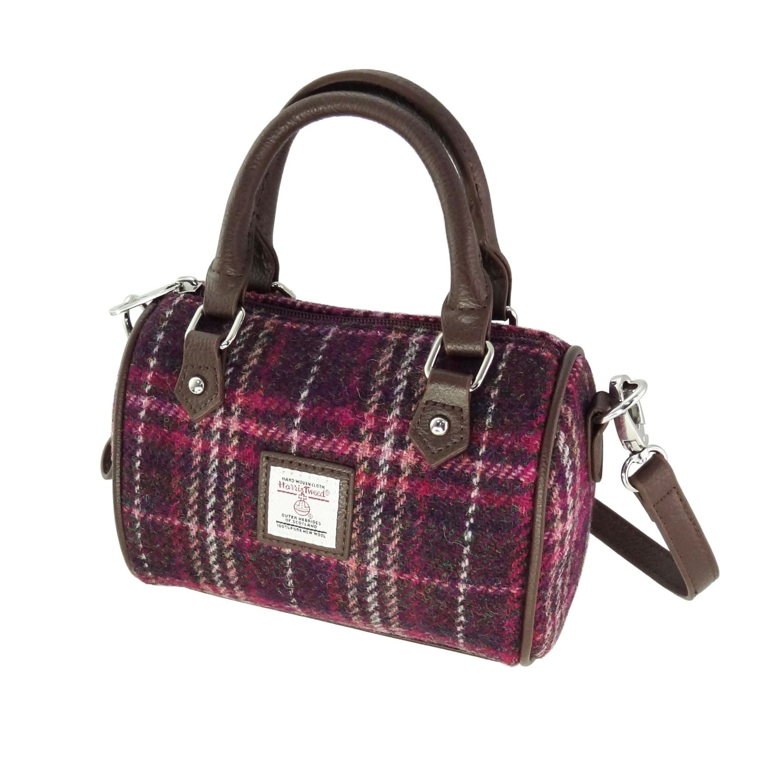 Harris Tweed Kilbride Mini Bowling Handbag with Shoulder Strap - COL131