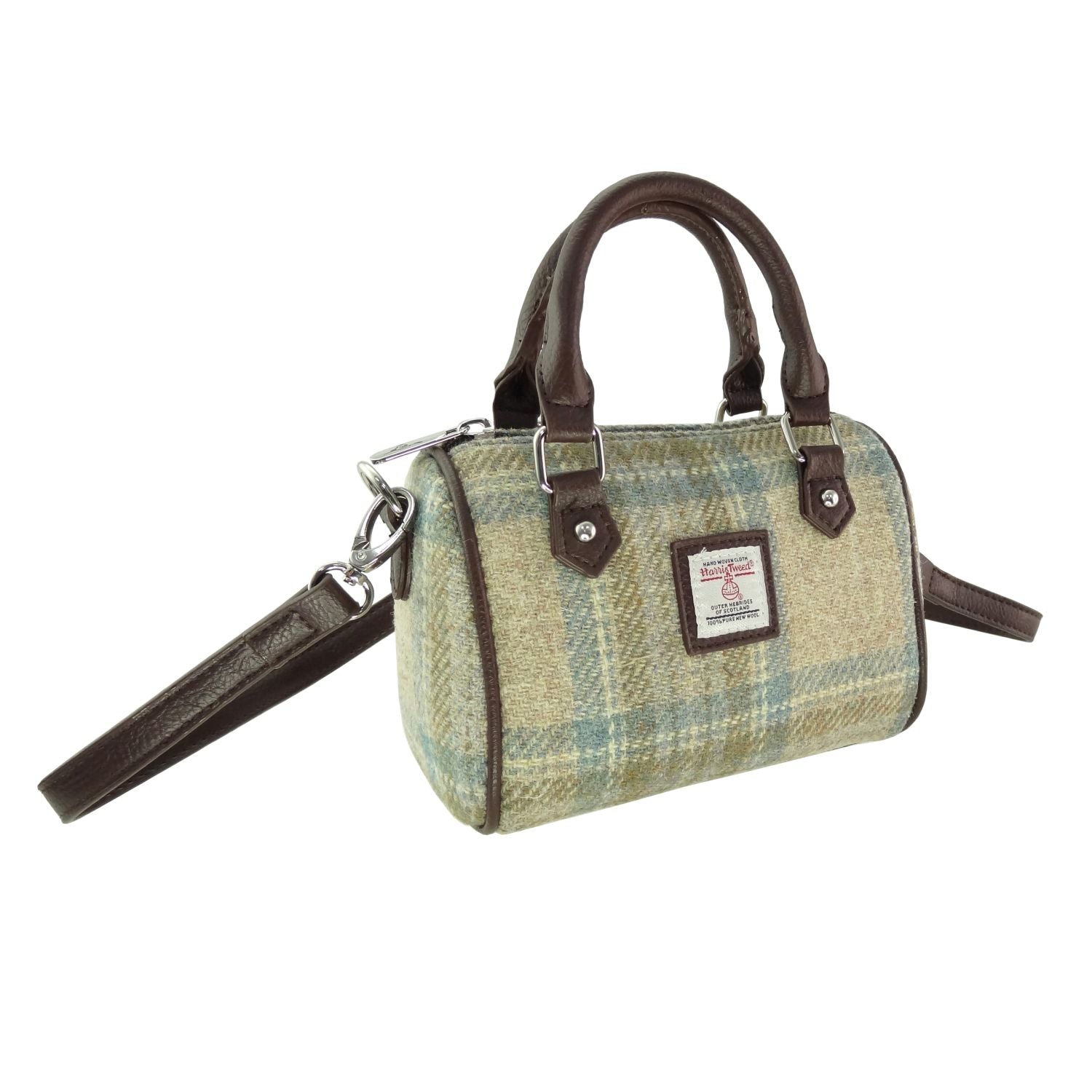 Harris Tweed Kilbride Mini Bowling Handbag with Shoulder Strap - COL132