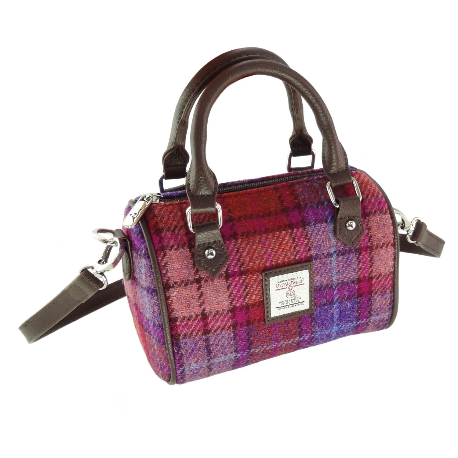 Harris Tweed Kilbride Mini Bowling Handbag with Shoulder Strap - COL142