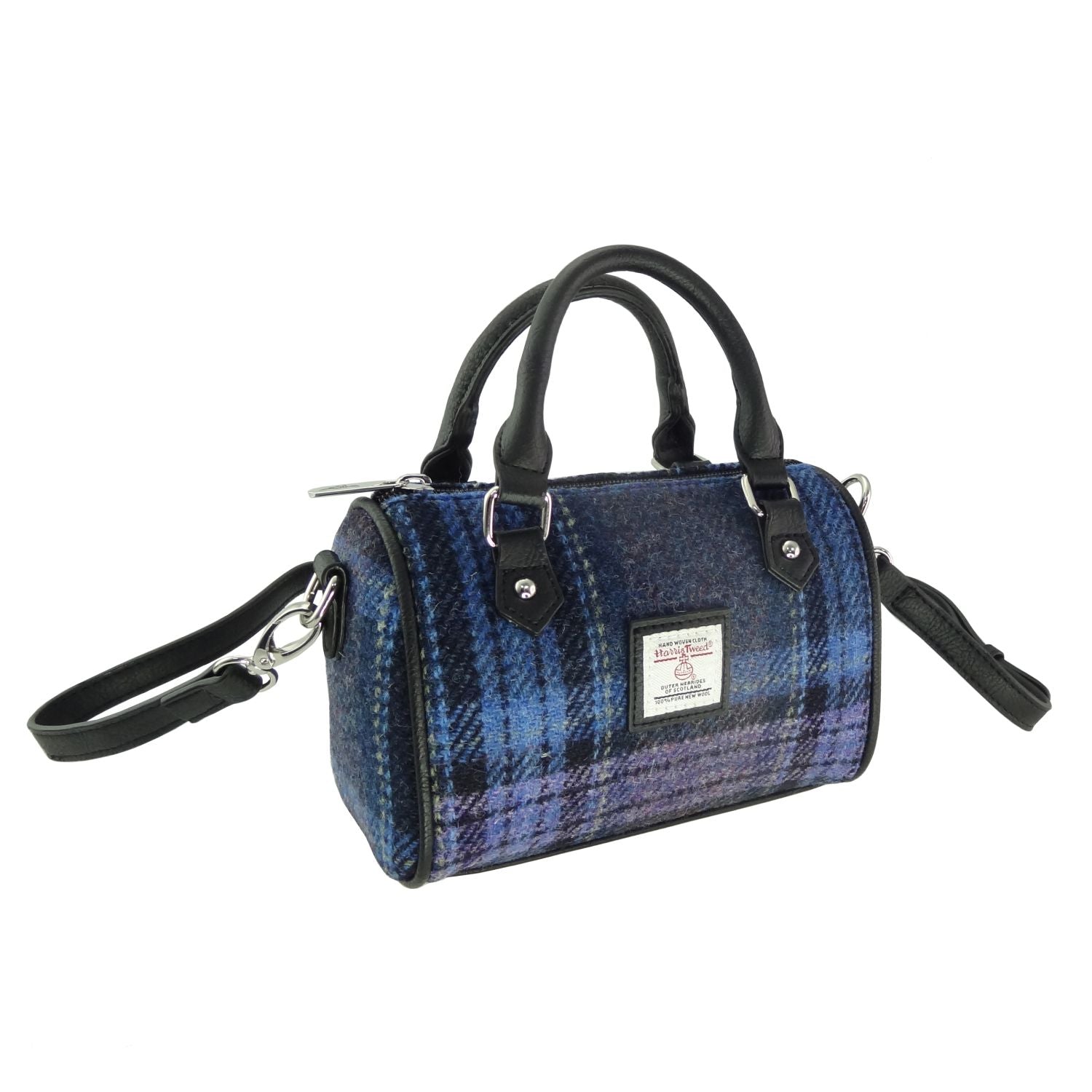 Harris Tweed Kilbride Mini Bowling Handbag with Shoulder Strap - COL143
