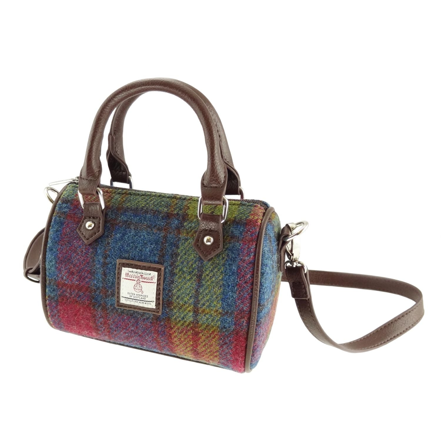 Harris Tweed Kilbride Mini Bowling Handbag with Shoulder Strap - COL46