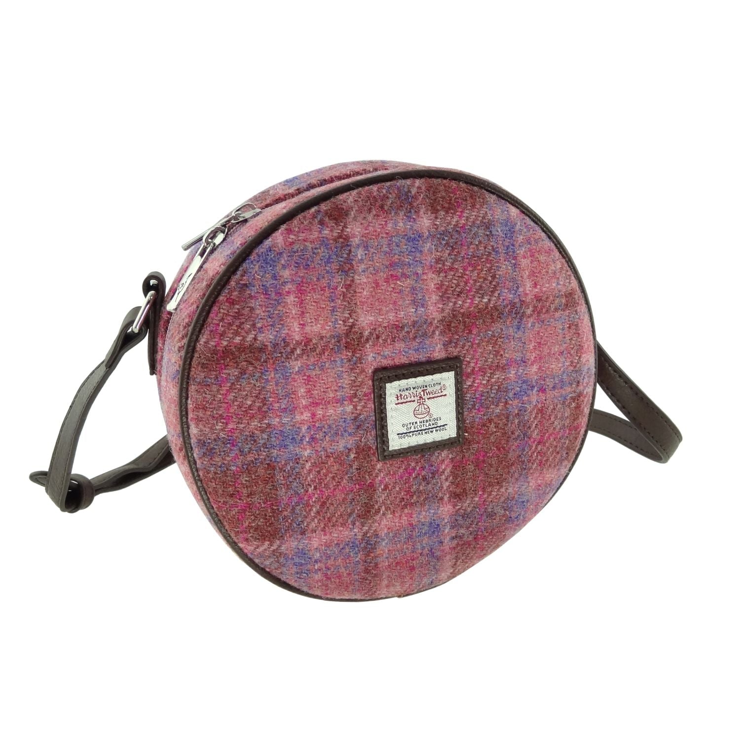 Harris Tweed Bannock Round Handbag with Shoulder Strap - COL103