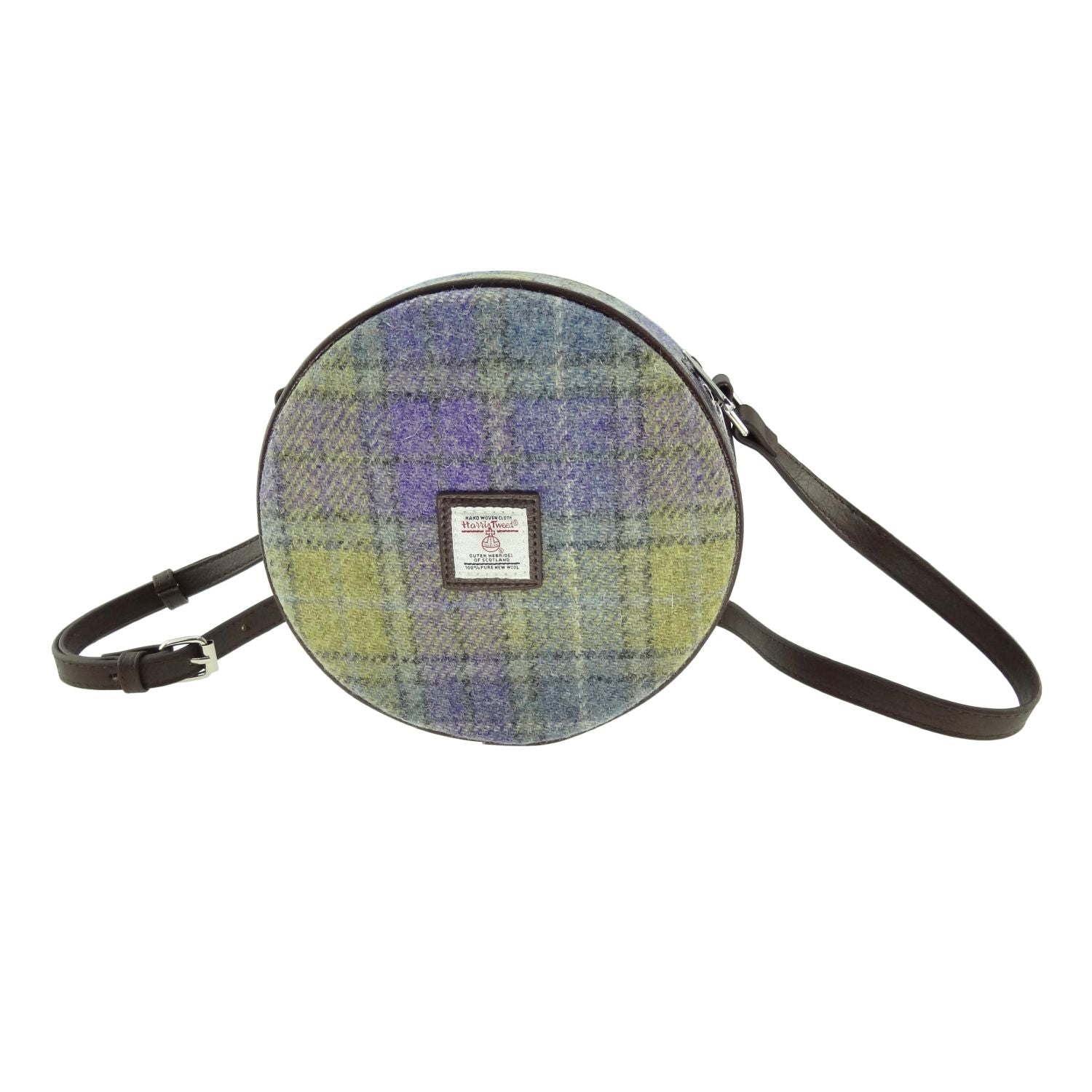 Harris Tweed Bannock Round Handbag with Shoulder Strap - COL112