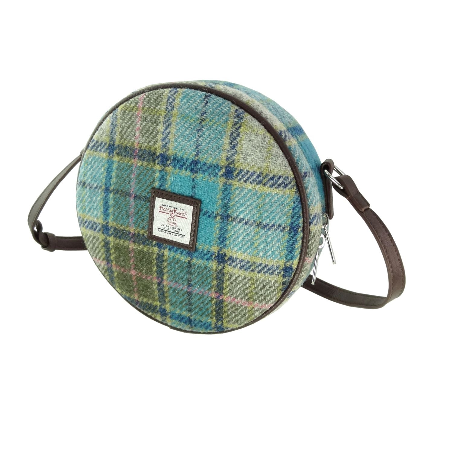 Harris Tweed Bannock Round Handbag with Shoulder Strap - COL122
