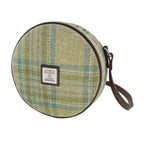 Harris Tweed Bannock Round Handbag with Shoulder Strap Beige & Blue Check - COL132 | Harris Tweed Scotland