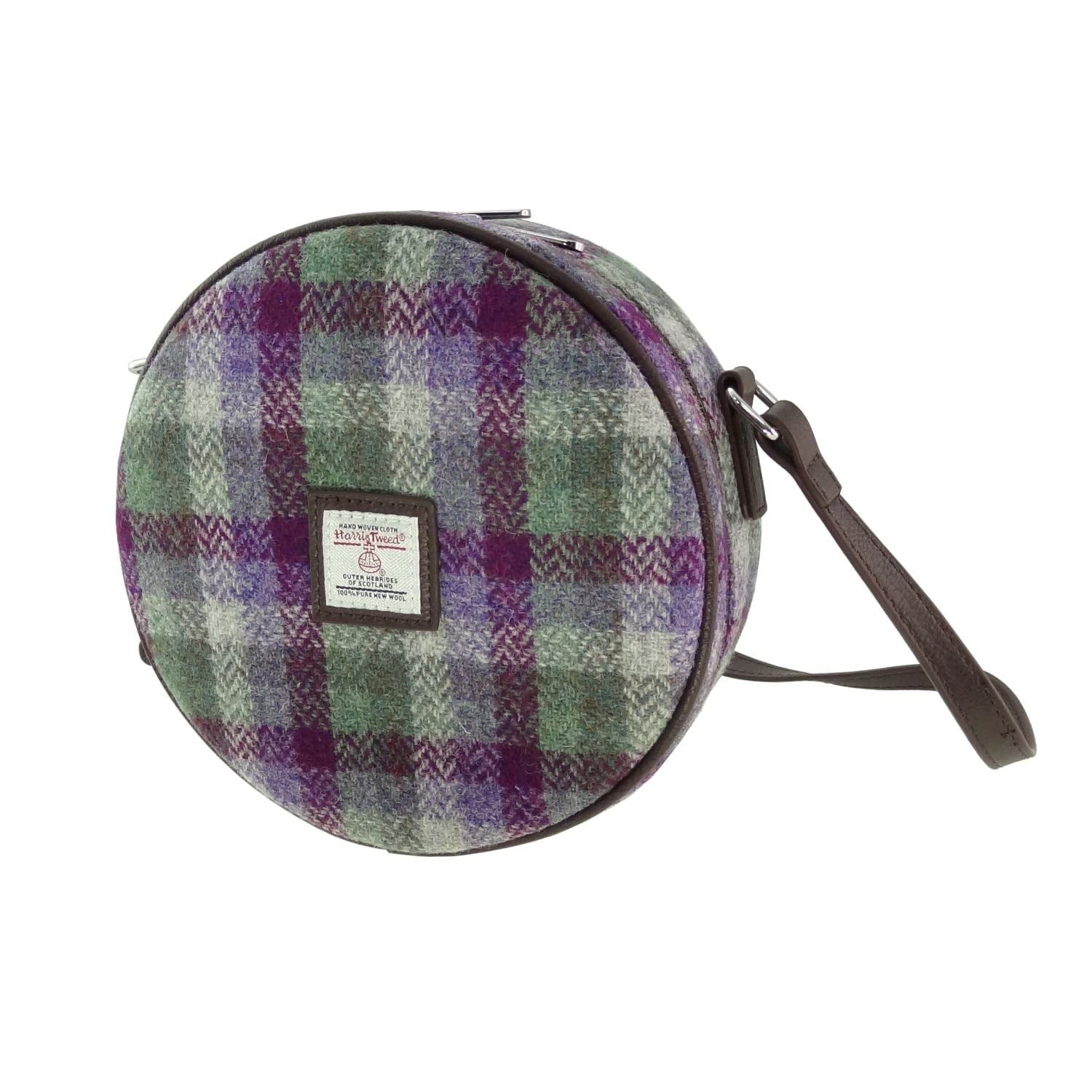 Harris Tweed Bannock Round Handbag with Shoulder Strap - COL133