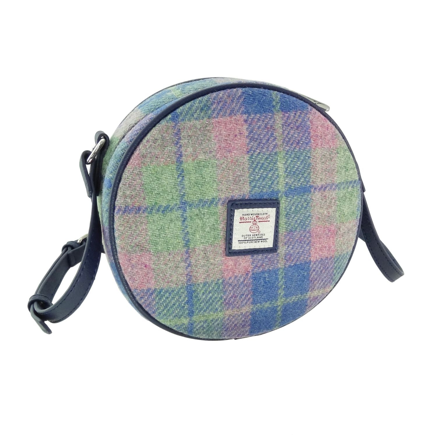 Harris Tweed Bannock Round Handbag with Shoulder Strap - COL135