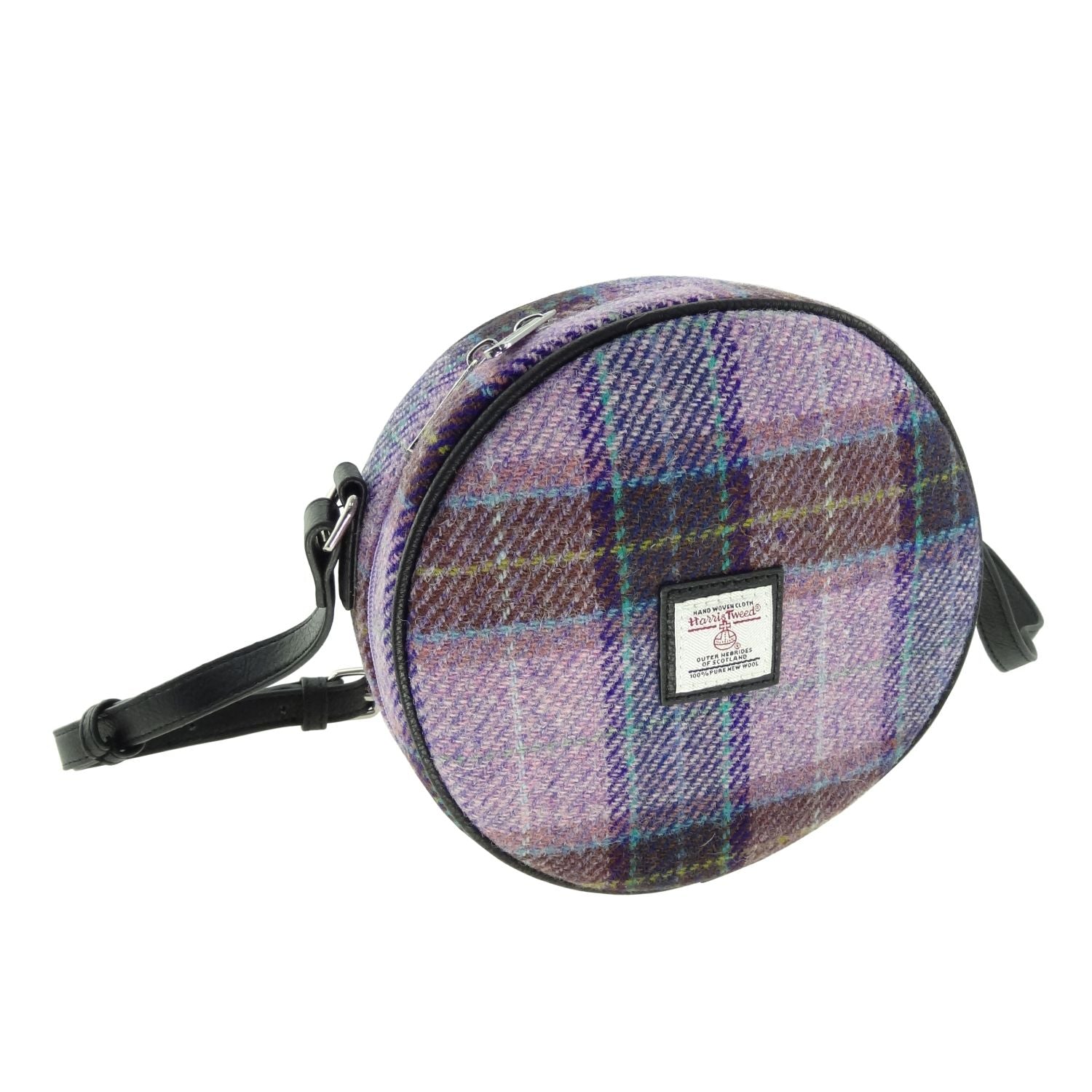 Harris Tweed Bannock Round Handbag with Shoulder Strap - COL34