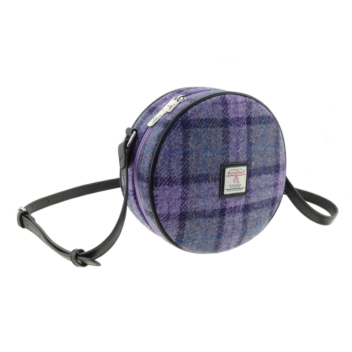 Harris Tweed Bannock Round Handbag with Shoulder Strap - COL89