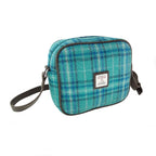 Almond Square Mini Handbag with Harris Tweed Blue & Navy Check Fabric | Harris Tweed Scotland
