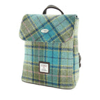 Tummel Mini Backpack with Harris Tweed Blue & Beige Check Fabric - COL122 | Harris Tweed Scotland